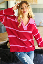 Load image into Gallery viewer, Haptics Collared Neck Striped Contrast Sweater
