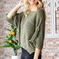 Veveret Round Neck Roll-Up Sweater