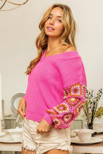 Load image into Gallery viewer, BiBi V-Neck Crochet Long Sleeve Sweater
