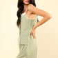 VERY J Half Button Drawstring Sleeveless Romper