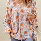 Floral Tie Neck Balloon Sleeve Blouse