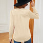 Notched Neck Long Sleeve Blouse