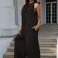 Double Take Full Size Tie Back Cutout Sleeveless Jumpsuit