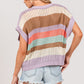 SAGE + FIG Color Block Striped Crochet Sweater