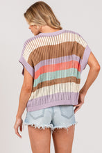 Load image into Gallery viewer, SAGE + FIG Color Block Striped Crochet Sweater
