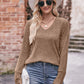 Mandy V-Neck Long Sleeve Ribbed Top