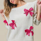 BiBi Sequin Bow Puff Sleeve Sweater