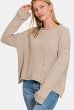 Load image into Gallery viewer, Zenana Asymmetric Hem Drop Shoulder Sweater
