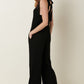 Mittoshop Rib Knit V-Neck Cross Back Jumpsuit