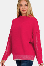 Load image into Gallery viewer, Zenana Exposed Seam Mock Neck Long Sleeve Sweater
