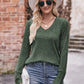 Mandy V-Neck Long Sleeve Ribbed Top