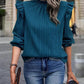 Mock Neck Ruffle Shoulder Blouse