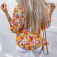 Floral Puff Sleeve Boat Neck Blouse