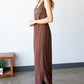 First Love Tie Back Sleeveless Slit Wide Leg Jumpsuit