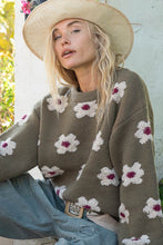 Load image into Gallery viewer, POL Daisy Pattern Drop Shoulder Sweater
