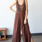 First Love Tie Back Sleeveless Slit Wide Leg Jumpsuit