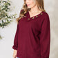 Zenana Buttoned V-Neck Long Sleeve Blouse