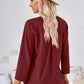 V-Neck Roll-Tap Sleeve Blouse