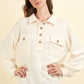 VERY J Collared Half Button Knit Top with Pockets