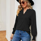 Notched Neck Long Sleeve Blouse