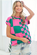 Load image into Gallery viewer, First Love Checkered Drop Shoulder Knit Top
