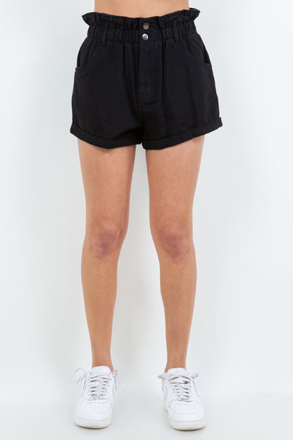 American Bazi High Waist Paper Bag Shorts