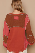 Load image into Gallery viewer, POL V-Neck Knit Panel Exposed Seam Top
