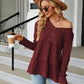 Long Sleeve V-Neck Cable-Knit Blouse