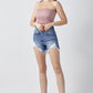 RISEN Raw Hem Asymmetrical Waist Denim Shorts