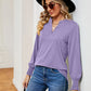 Notched Neck Long Sleeve Blouse