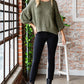 Veveret Round Neck Roll-Up Sweater