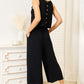 Devine Buttoned Round Neck Tank and Wide Leg Pants Set