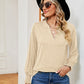 Notched Neck Long Sleeve Blouse