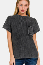 Load image into Gallery viewer, Zenana Pocketed Mock Neck Short Sleeve Sweater
