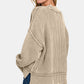 Zenana Exposed Seam Round Neck Dropped Shoulder Sweater