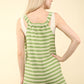 VERY J Tie Shoulder Front Pocket Striped Contrast Romper