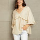 Double Take Ruffled V-Neck Half Sleeve Blouse