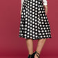 RENEE C Polka Dot Satin Midi Skirt