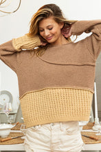 Load image into Gallery viewer, BiBi Texture Detail Contrast Drop Shoulder Sweater
