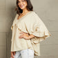 Double Take Ruffled V-Neck Half Sleeve Blouse