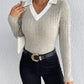 Honey Ribbed Johnny Collar Long Sleeve Blouse