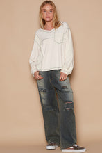 Load image into Gallery viewer, POL V-Neck knit Panel Exposed Seam Top
