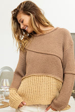 Load image into Gallery viewer, BiBi Texture Detail Contrast Drop Shoulder Sweater
