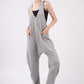 VERY J  Plunge Sleeveless Jumpsuit with Pockets