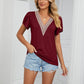 Contrast Trim Petal Sleeve V-Neck Top