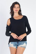 Load image into Gallery viewer, UNIQ Cold Shoulder Long Sleeve Knit Top
