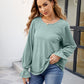 Round Neck Flounce Sleeve Blouse