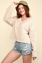 Load image into Gallery viewer, VERY J Exposed Seam V-Neck Ribbed Knit Top
