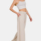 Zenana Pleated Linen Blend Wide Leg Pants