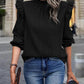 Mock Neck Ruffle Shoulder Blouse